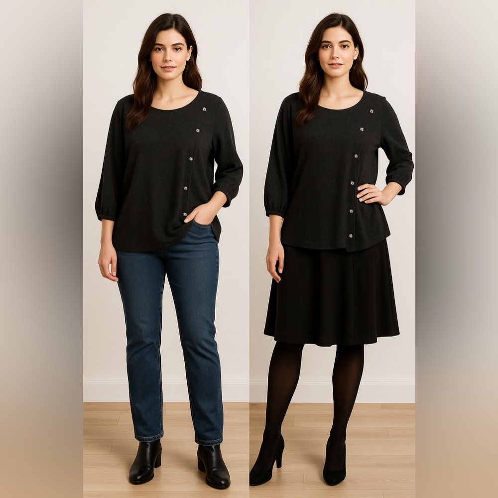 Adrienne Vittadini Charcoal Knit Top